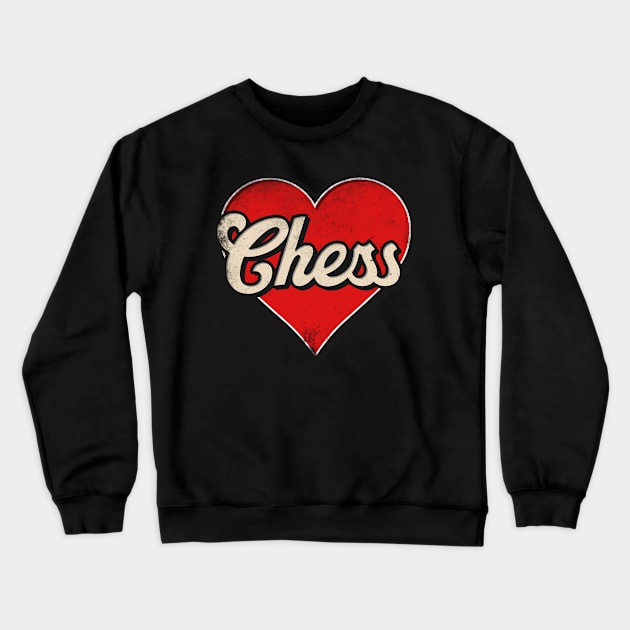 Chess mom. Chess retro heart Crewneck Sweatshirt by SerenityByAlex